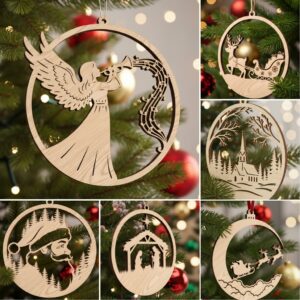 Christmas Laser Ornaments Bundle, Holiday Decor Designs