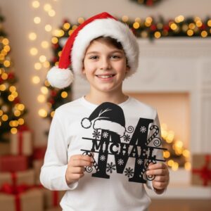 Christmas Laser Sign Bundle, Personalized Metal Monogram, 8