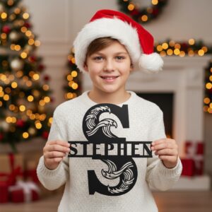 Christmas Laser Sign Bundle, Personalized Metal Monogram, 8