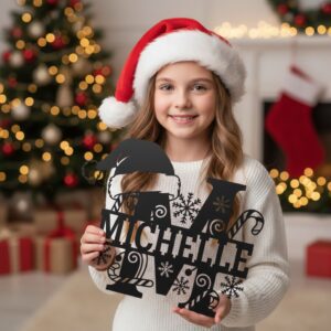 Christmas Laser Sign Bundle, Personalized Metal Monogram, 8