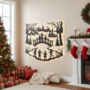 Christmas Monogram Laser File, Winter Wall Art, Kids