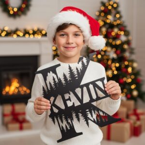 Christmas Monogram Metal Sign Bundle, Personalized Name, 8