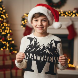 Christmas Monogram Metal Sign Bundle, Personalized Name, 8