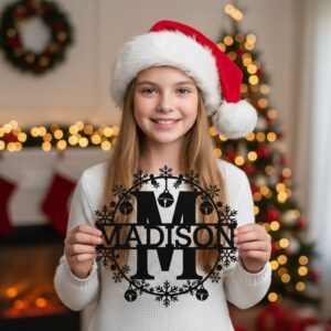 Christmas Monogram Metal Sign Bundle, Personalized Name, 8