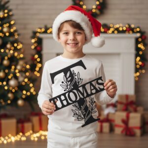 Christmas Monogram Metal Sign Bundle, Personalized Name, 8