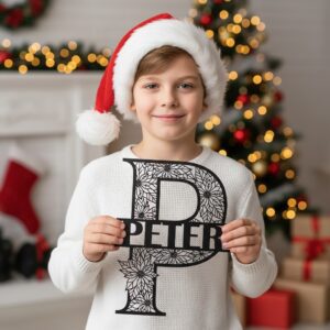 Christmas Monogram Metal Sign Bundle, Personalized Name Signs,