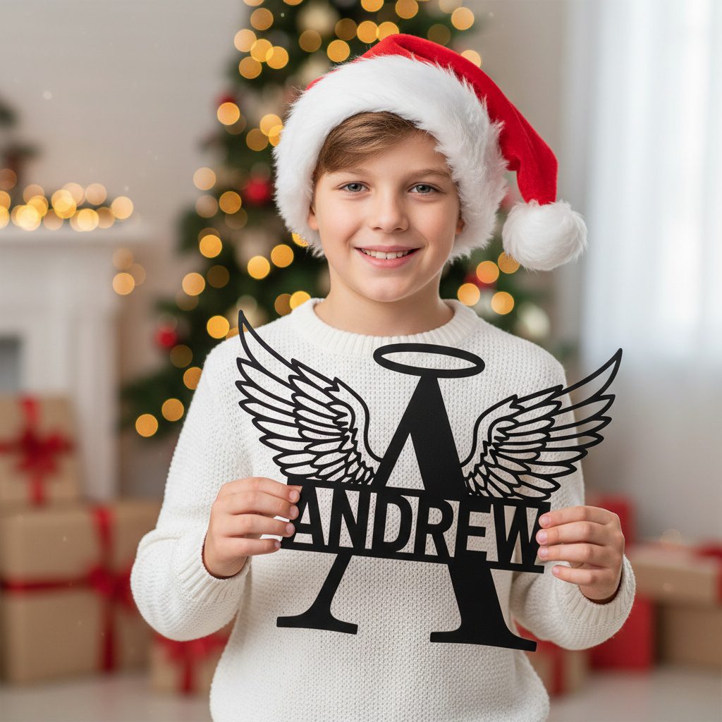 Christmas Monogram Metal Sign Set, 9 Personalized Names