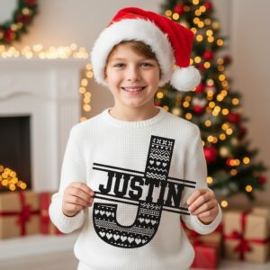 Christmas Monogram Metal Sign Set, 9 Personalized Names