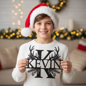 Christmas Monogram Metal Sign Set, 9 Personalized Names