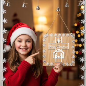 Christmas Nativity Cross Door Hanger Sign, Christian Holiday