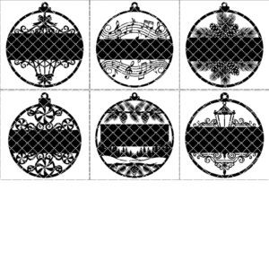 Christmas Ornament Bundle, 6 Personalized Laser Files for