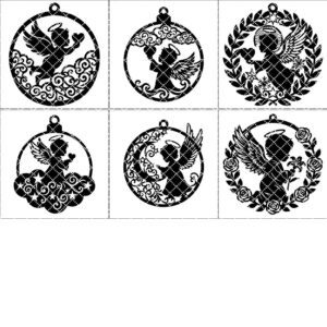 Christmas Ornament Bundle, Angel Laser File, 6 Adorable Baby Angel Designs