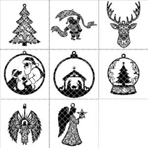 Christmas Ornament Design Bundle, 8 Tree Decoration Templates,