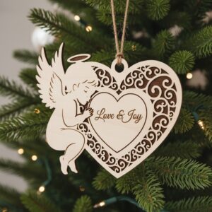 Christmas Ornament Laser Engraved Bundle, 6 Angel Designs,