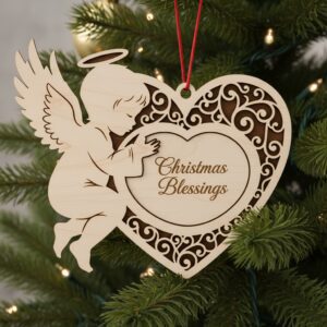 Christmas Ornament Laser Engraved Bundle, 6 Angel Designs,