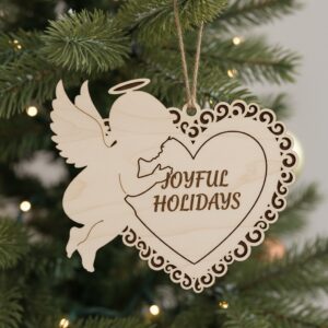 Christmas Ornament Laser Engraved Bundle, 6 Angel Designs,