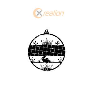 Christmas Ornament, Personalised Bunny with Green Grass Woodland