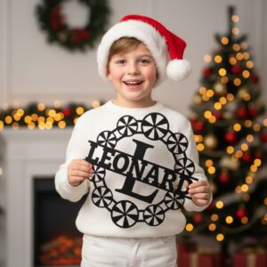 Christmas Personalized Engraved Monogram Metal Sign Bundle, 9