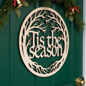 Christmas Sign Bundle, 6 Round Door Hanger Designs for Holiday Decor