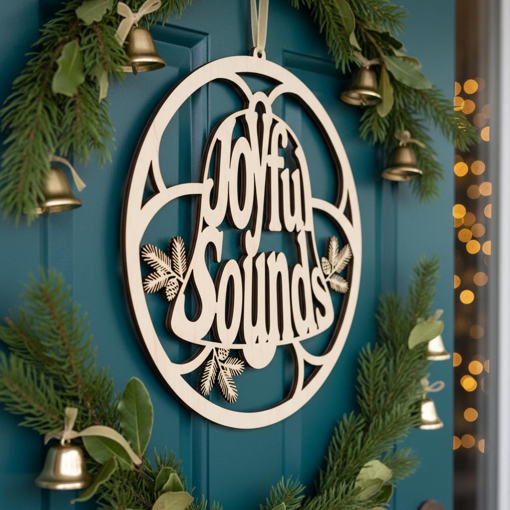 Christmas Sign Bundle, 6 Round Door Hanger Designs for Holiday Decor