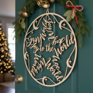 Christmas Star Door Hanger, Holiday Sign Décor with Festive Message