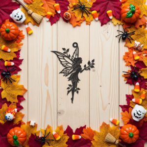 Halloween Fairy Ornament with Leaves, Autumn Fall Decor