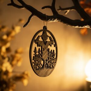Halloween Scarecrow Ornament, Crows in Cornfield, Spooky Fall
