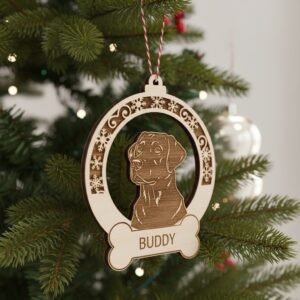 Labrador Christmas Ornament, Snowflake Frame, Festive Dog Decor