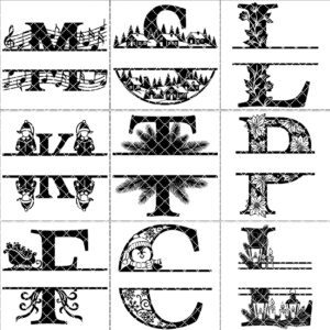 Laser Christmas Monogram Bundle, Personalized Name Sign, 9