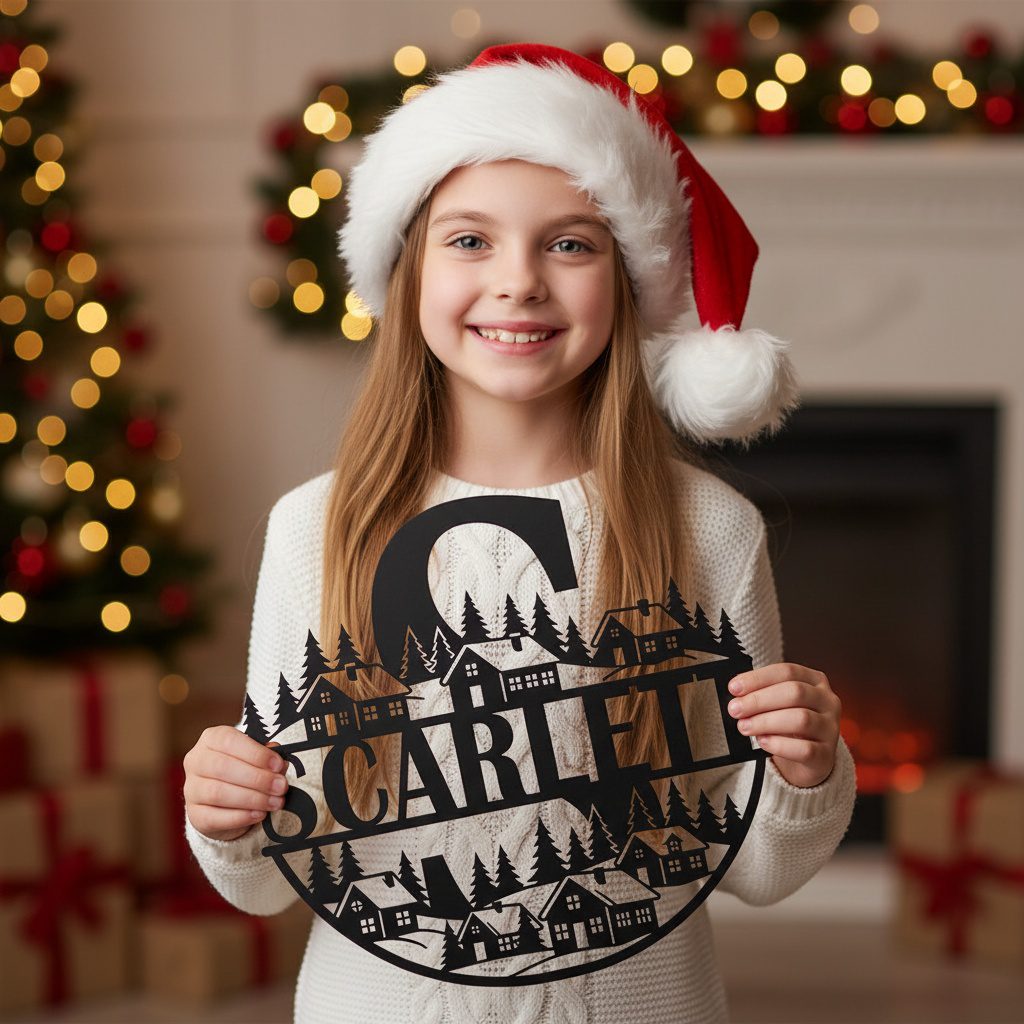 Laser Christmas Monogram Bundle, Personalized Name Sign, 9