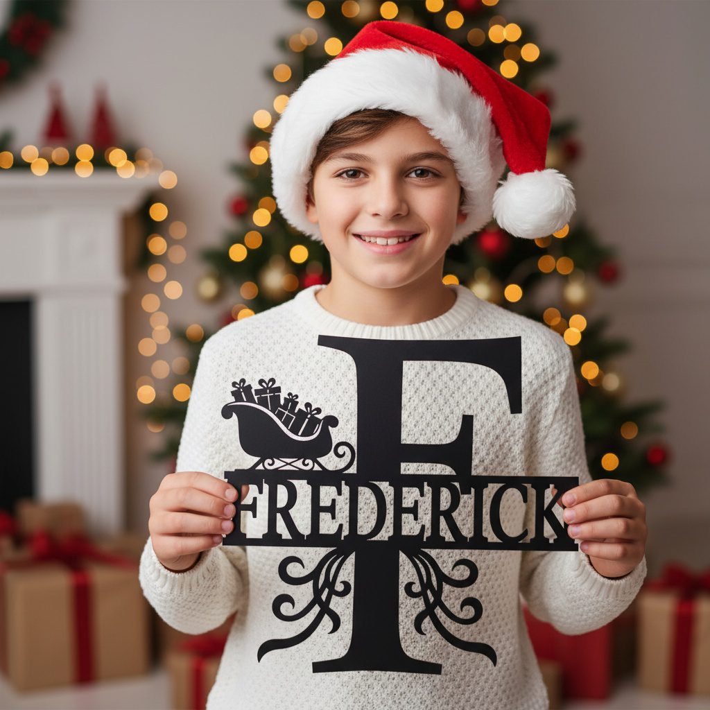 Laser Christmas Monogram Bundle, Personalized Name Sign, 9