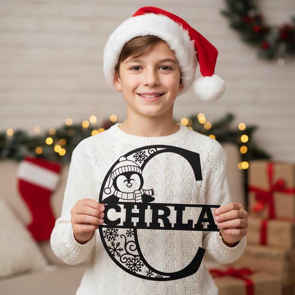 Laser Christmas Monogram Bundle, Personalized Name Sign, 9