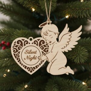 Laser Cut Ornaments Bundle, 6 Christmas Angel Designs,