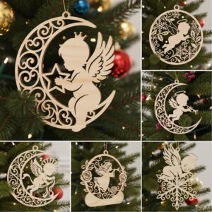 Memorial Ornament Design Bundle, Angel Baby Christmas Remembrance Digital Pack