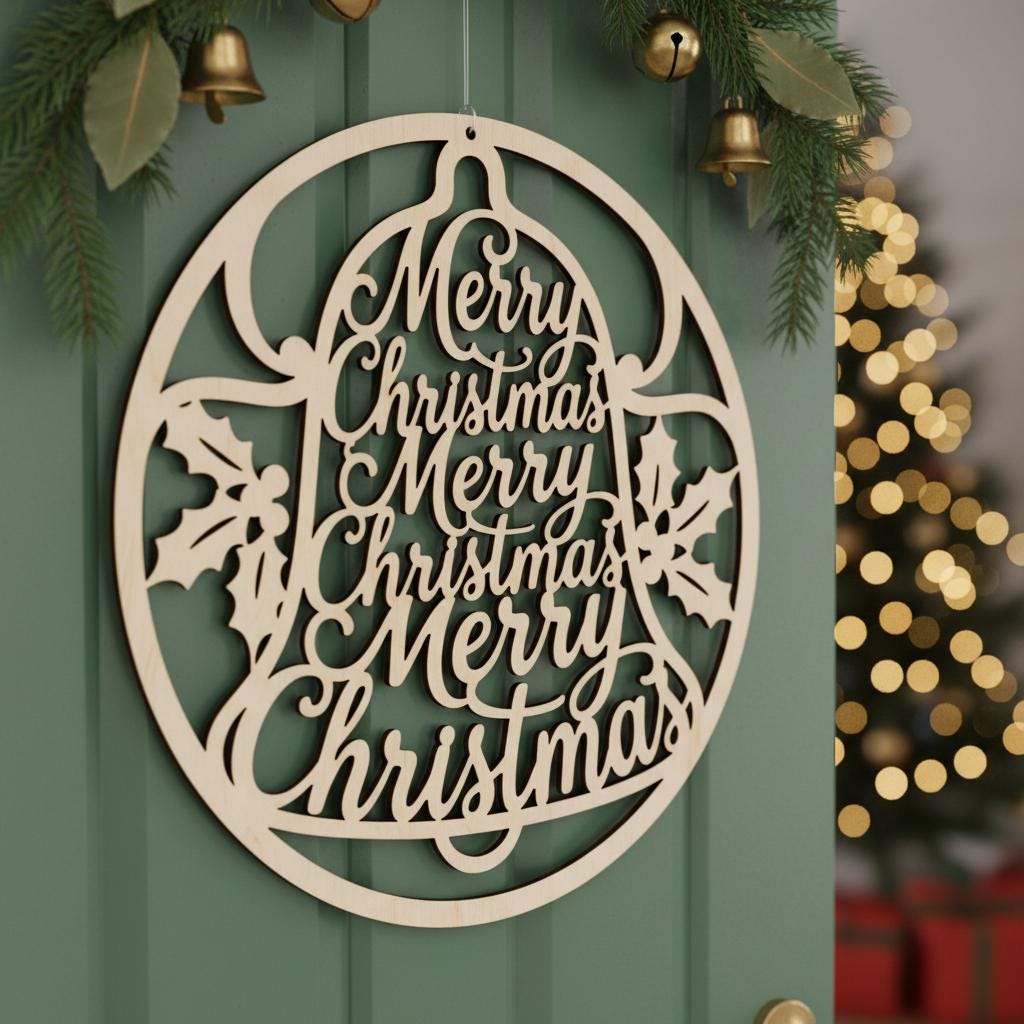 Merry Christmas Door Hanger Bundle, 6 Festive Laser Sign Designs