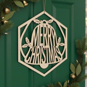 Merry Christmas Door Hanger Bundle, Round Holiday Sign, Laser Design File