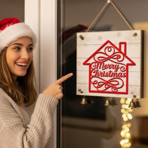 Merry Christmas Door Hanger, Holiday Door Sign, Christmas