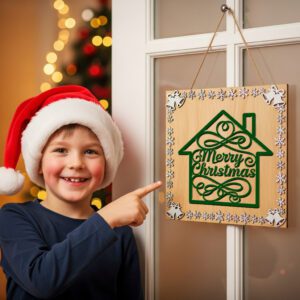 Merry Christmas Door Hanger, Holiday Door Sign, Christmas