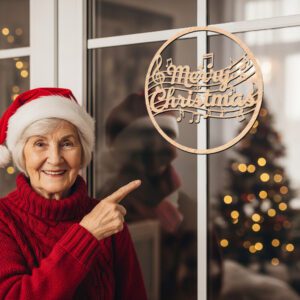 Merry Christmas Musical Notes, Round Door Hanger, Holiday