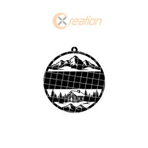 Mountain Ornament Christmas Design, Personalized Circular Holiday Decoration