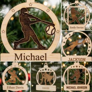Personalized Baseball Ornament Bundle, Christmas, Custom Name Sport