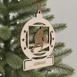 Personalized Basketball Ornament, Custom Name Crossover Dribble Silhouette