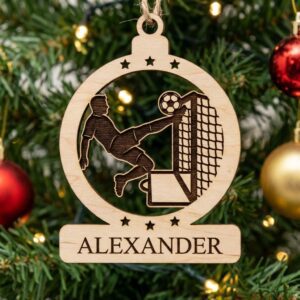 Personalized Christmas Soccer Ornaments, 6 Custom Name Designs
