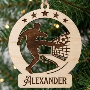 Personalized Soccer Ornament, Boys Christmas Striker, Custom Name