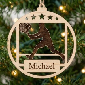 Personalized Tennis Ornament Bundle, Christmas Laser Engraved, Custom