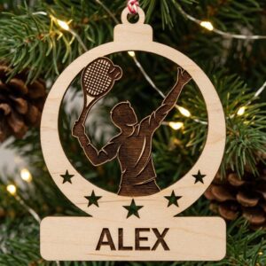 Personalized Tennis Ornament Bundle, Christmas Laser Engraved, Custom