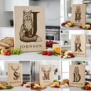 Animal Monogram Bundle, 53 Engraving Designs for Charcuterie Boards, Family Signs