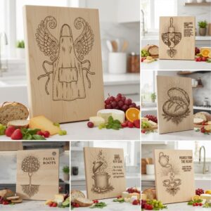 Charcharcuterie Board Designs Bundle, 20 Whimsical Engraving Patterns, Family Name Kitchen Decor