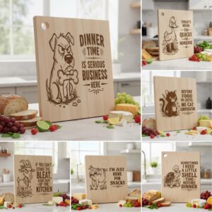 Charcharcuterie Board Laser Engraving Files, Whimsical Farmhouse Animal Designs, Family Name