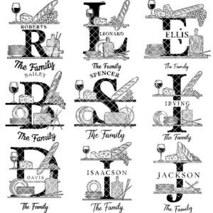 Charcuterie Board Engraving Bundle, 52 Monogram Alphabet Designs, Family Name Files